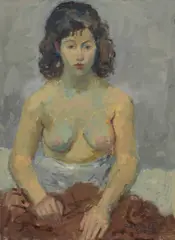 Raphael Soyer, Seated Semi Nude, oil on canvas