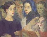Moses Soyer, The Artist and His Models, 1965, oil on canvas