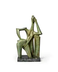 Albert Wein, Moment of Waiting, bronze with verdigris patina