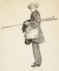 Portrait of a Gentleman with a Basket by Charles Dana Gibson, ink on paper, sold Aug 2023