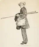 Charles Dana Gibson, Portrait of a Gentleman with a Basket, ink on paper