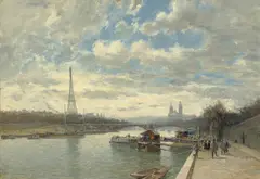 Frank Myers Boggs, Seine with View of Eiffel Tower, circa 1904, oil on canvas