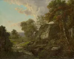 William Mason Brown, Scene at the Foot of the Allegheny, oil on canvas laid down on board