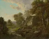 William Mason Brown, Scene at the Foot of the Allegheny, oil on canvas laid down on board