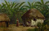 Abbott Fuller Graves, Family by the Fire, Jamaica, oil on canvas