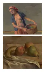 Robert Brackman, Study for Autumn #2 and Fruit: Two Works, oil on canvas, each