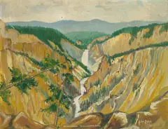 Robert Riggs, Grand Canyon Yellowstone Park, 1937, gouache on board