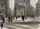 Armand Trivilini, Rainy New York Streets, watercolor on paper