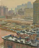 Cliff Young, Genesis — Lincoln Center, oil on canvasboard