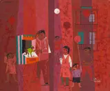 Barbara Warren Ebersole, Block Party, 1959, oil on board