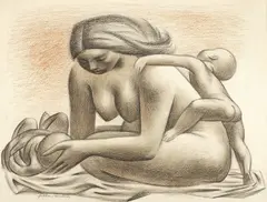 Fletcher Martin, The Mother, pastel, graphite and charcoal on paper