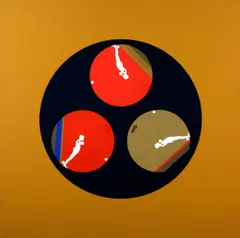 Ernest Trova, Untitled, oil, canvas and masonite collage on panel