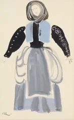 Antoni Clavé, Woman in Costume, gouache and ink on paper