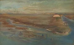Leonid Berman, Pêcheurs de mers dans le Vidourle, oil on canvas