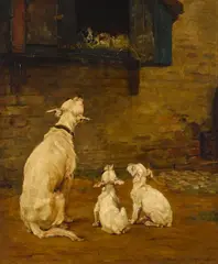 William Frank Calderon, Rabbit fanciers, oil on canvas