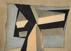 Lee Gatch, Temple Stone, 1968, linen, plaster and pigment on stone