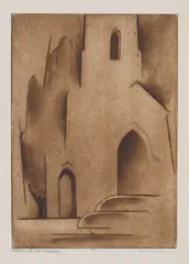 Eliot O'Hara, Church of the Pilgrims (c. 1950), Drypoint and aquatint on wove paper