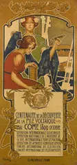 Adolf Hohenstein, Onoranze a Volta, Lithograph in colors on wove paper