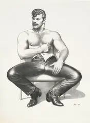 Tom of Finland, Sans titre (homme assis), graphite on paper