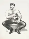 Sans titre (homme assis) by Tom of Finland, graphite on paper, sold Jun 2023