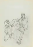 Sans titre (Dessin préparatoire pour #83.29) by Tom of Finland, graphite on paper, sold Jun 2023