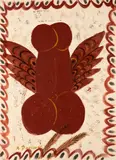 Alekos Fassianos, Winged words, acrylic on canvas