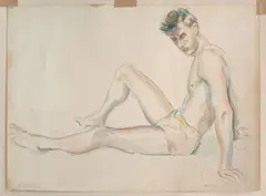 Jared French, Paul Cadmus, 1931, crayon et aquarelle sur papier