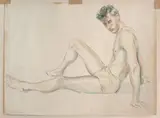 Jared French, Paul Cadmus, 1931, crayon et aquarelle sur papier