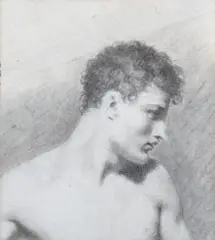 Jeune homme en buste by Pierre-Paul Prud'hon, black and white chalk on blue paper, laid down on paper, offered Jun 2023