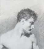 Pierre-Paul Prud'hon, Jeune homme en buste, black and white chalk on blue paper, laid down on paper