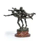 Alfred Boucher, Groupe en bronze représentant 'Au But', vers 1900, resting on an oval bronze base; signed (on the base)