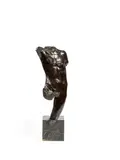 Alfred Pina, Modèle en bronze représentant un Torse d'homme, vers 1940, chocolate brown patina with light brown highlights; resting on a portor marble plinth