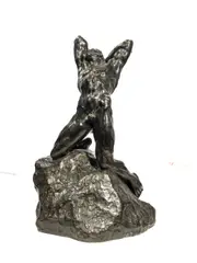 Figure en bronze représentant le 'Suprême effort ou Dernier effort', vers 1920 by Alfred Pina, reposant sur une base sous la forme d'un rocher stylisé; signé 'A. Pina', offered Jun 2023