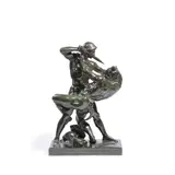 Antoine-Louis Barye, Thésée et le Minotaure, bronze; patine vert foncé à rehaut vert clair
