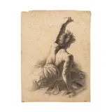 Théodore Géricault, Etude de figure du Radeau de la Méduse, charcoal and white chalk on beige paper