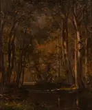 Worthington Whittredge, Brook in the Woods, oil on canvas