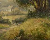 John Joseph Enneking, Summer Landscape with Cottage, oil on canvas