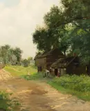 Charles Albert Burlingame, Summer Landscape, Blacksmith Shop, Nanuet, New York, oil on canvas