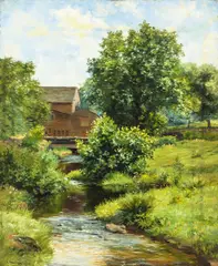 Horn's Mills, Scotland Hill (Rockland County, New York) by Charles Albert Burlingame, oil on canvas, sold Sep 2022