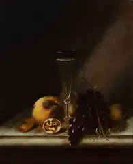 Morston Constantine Ream, Still Life with Sparkling Wine, Fruit, and Nuts, oil on canvas