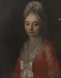Benjamin West, Portrait of a Lady in a Red Dress and Lace Cap, oil on canvas