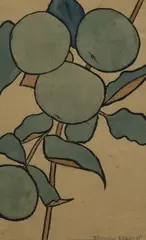 Blanche Lazzell, Plums, watercolor and ink on paper