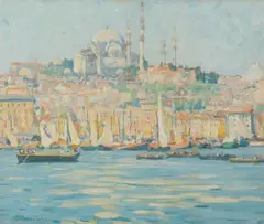Jane Peterson, Harbor at Istanbul, oil on canvas