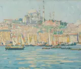 Jane Peterson, Harbor at Istanbul, oil on canvas