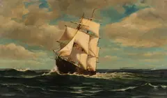 William Edward Norton, Square-rigged Vessel Under Sail, oil on canvas