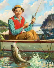 Joseph Francis Kernan, Bad Moment for a Tangled Line!, oil on canvas