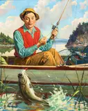 Joseph Francis Kernan, Bad Moment for a Tangled Line!, oil on canvas