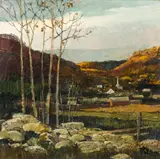 Eric Sloane, November Sunset, oil on Masonite