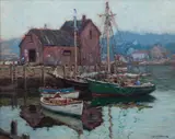 Junius James Allen, Gray Day, Rockport, oil on artist board
