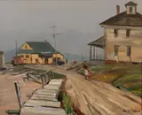 Stephen Etnier, Village in Maine, oil on canvas